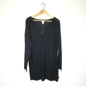 NWT Chico's Presley Black Pullover XL Sweater Size 3 Soft Knit Long Sleeve Top